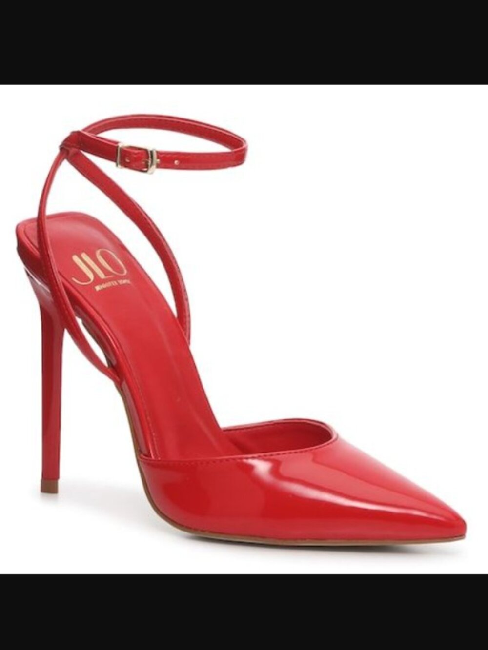 JLO Jennifer Lopez Harlio Red Patent Pointed Toe Ankle Strap Pumps Size 7M